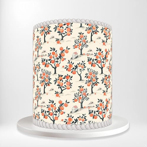 Apricots Fruit Trees Botanical Wrap Around Print A4 Edible Paper Icing Sheet Cake Topper Side Ribbon Border Decor for Personalised Themed Decorations T3