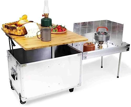 XNXYSMKJ Table de Rangement de Cuisine Mobile de Voiture en Alliage d'aluminium extérieur 55L Pliant la boîte de Rangement de Camping Portable, Station de Cuisson multifonctionnelle