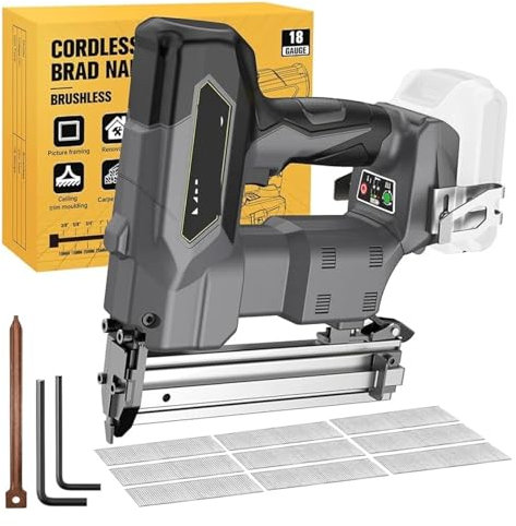 Pistola de clavos neumática, Pistola de clavos inalámbrica calibre 18GA 18 con 1000 niales for carpintería de madera sin escobillas 2 modos (solo herramienta),Herramientas neumáticas para compresores