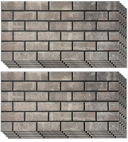 K&B Panels 3D Wall Panels, Realistic Smooth Brick Effect Styrofoam Wall Panelling Kit, Lightweight, Easy to Install, Dual Insulation to Reduce Acoustic Noise, Indoor & Outdoor (Graphite) (10 Panels)