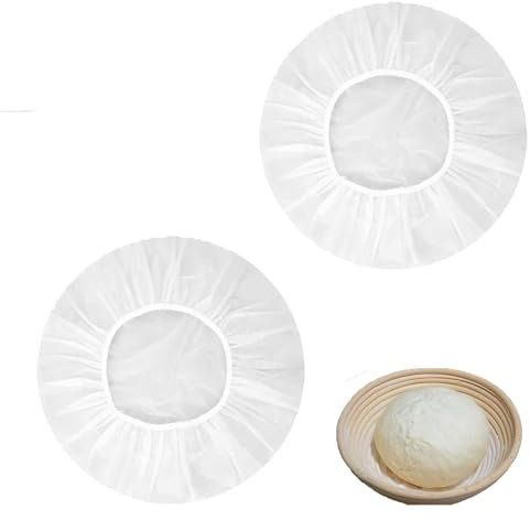 2 Stück Abdeckhauben für Lebensmittel Gärfolie,Gärkörbchen Brot Backen Zubehör Abdeckhaube,Bread Sauerteig Gärkorb Runde Bowl Abdeckung,für Sourdough Teig Gummizug Elastische Proofing Basket Cove