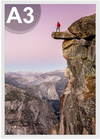 Ditwis Bilderrahmen A3 Weiß, Rahmen Din A3 für 29,7x42 cm Zertifikate, Urkunde, Fotos und Kunstwerke, Modern Posterrahmen zum Aufhängen, für Wohnungen, Büros und Galerien