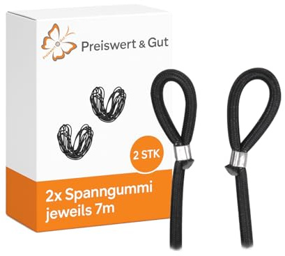 2 STK Spanngummi 7 m Expanderseil mit Endschlaufe D 7,5 mm wetterfest | Spannseil für Planenbefestigung an Anhänger, LKW, Zelt und Boot, wetterfest, UV-resistent, ca. 500 g je Seil.