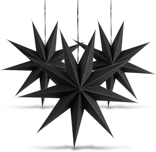 GGUFAY Estrella Plegable de Navidad, 3 Pcs Estrellas Navidad Papel, 30 cm, 3D Estrellas De Papel, Linterna Estrella Papel para Navidad, Boda, Fiesta de Cumpleaños, Decoración del Hogar (A)