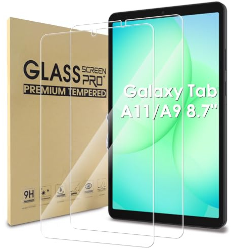 WD&CD 2 Pack Verre Trempé Compatible pour Samsung Galaxy Tab A11 / A 11 LTE / A9 8.7, Protection Écran Haute Définition Film de Protection en Verre Trempé Compatible pour Samsung Galaxy Tab A11