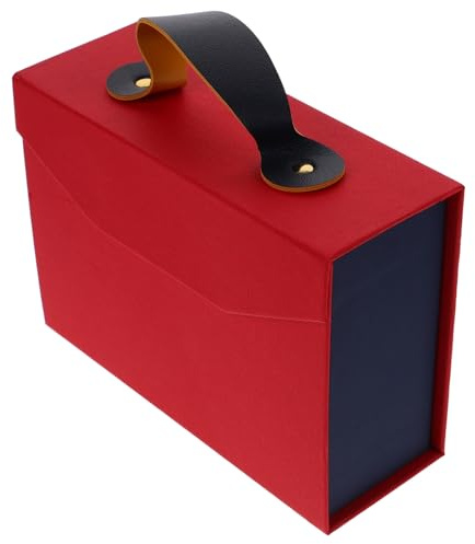 VERDANVERSE Geschenkbox mit Griff aus Robustem Papier und PU Wiederverwendbare Aufbewahrungsbox 18X13X65cm für Süßigkeiten Gastgeschenke und Dekoration bei Hochzeit und Geburtstag