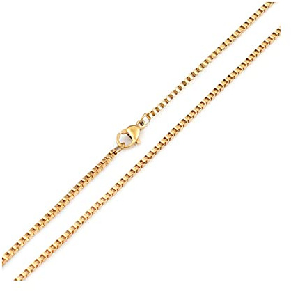 LMMSHX 18 tums kedjelåda 2MM, rostfritt stål guld/silver/svart låda för män pojkar