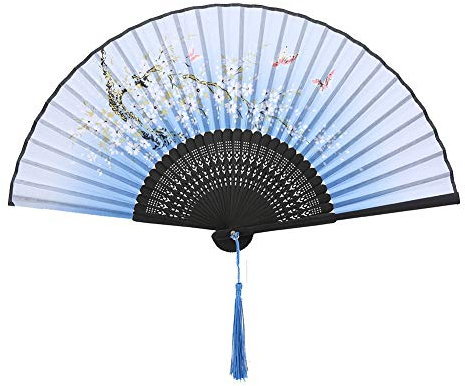 AUNMAS Faltfächer, Folding Handfächer mit Quaste Tanzen Fans Requisiten Chinesisch Japanisch Vintage Style Home Office Dekoration Handwerk für Hochzeitsgeschenke Party Favors(2#)