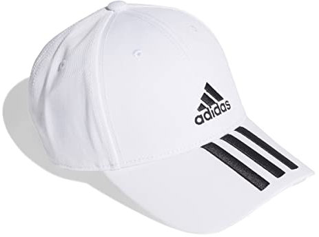 adidas Unisex Baseball 3-Streifen Twill Kappe, White/Black/Black, OSFM