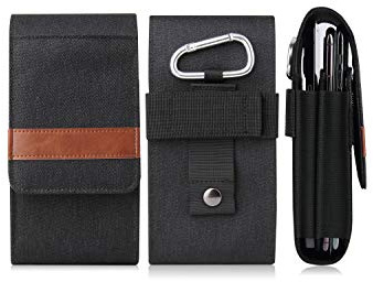 Mobile Phone Card Slot Dual Layer Belt Clip Loop Holster for iPhone 13 Pro Max 12 Pro Max 11 Pro Max XS Max Xiaomi Redmi Note 9 OnePlus 9 8 / 7T / 6T (Black)