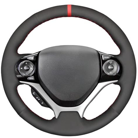 MEWANT Lenkradbezug Lenkradhülle aus Schwarzem Wildleder per Hand Nähen Lenkradschoner für Honda Civic Civic 9