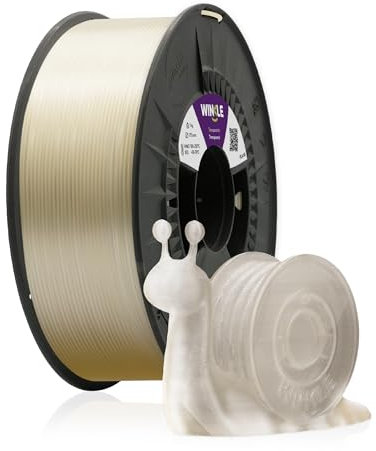 WINKLE PLA HD Filament 1.75mm Transparent, 1kg Spule, 3D Drucker Filament Kompatibel mit FDM Druckern, 3D-Druckmaterialien, Maßgenauigkeit +/- 0.05mm, Bioabbaubar Leicht zu Bedrucken