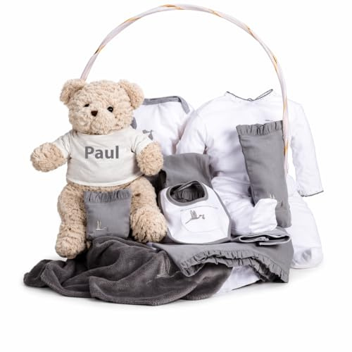 Regalos para Bebes Recien Nacidos Personalizados | Canastilla Bebé Clásica | Cesta de Regalo Bebé Personalizada | 3 a 6 Meses (Neutro) | BebeDeParis