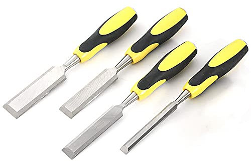 Stechbeitel Set mit 4 Stück Holzmeißel Chrom Vanadium Stahl Stechbeitel Set rutschfester Griff für die Holzschnitzerei Schreinerei Bildhauerei Rahmen Holzdreher Handwerk