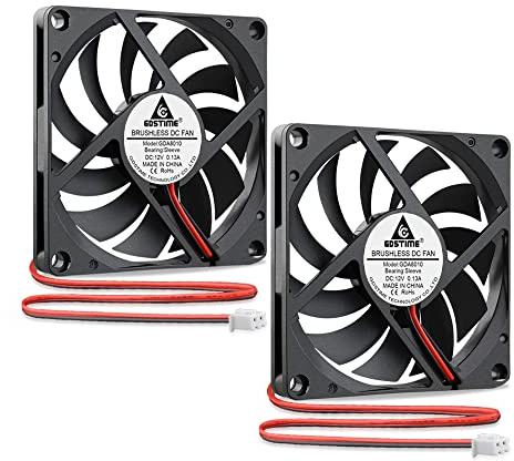GDSTIME 2 Stück 80mm Lüfter 12V 2Pin 80 x10mm PC lüfter 2 Polig PC Gehäuse | lüfter 80mm 12V 2Pin 80mm pc case fan 2500 U/min für PS4 Router TV Box Projektor