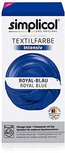 simplicol Textilfarbe intensiv (18 Farben), Royal-Blau 1809 Dunkelblau: Einfaches Färben in der Waschmaschine, All-in-1 Komplettpackung