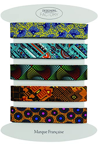 Set von 4 bedrucktes Baumwoll schrägband - Mehrere Farben erhältlich - Set von sehr guter Qualität - 2 Meter pro Farbe - 100% Baumwolle. (Set M)