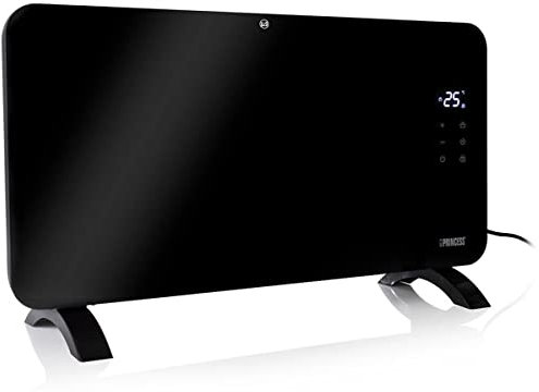 Princess Smarte Konvektor Heizung – 1500 W – Steuerbar über kostenlose App – Glaspaneel – wandmontierbar – mit LED-Touchscreen