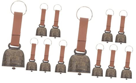 12 STK Bären Glocke Kuhglocke Krippendekoration Landkuhglocke Schafe Weidende Glocke Bauernhoftierhornglocke Metall Laute Glocke Schafglocken Anti-verloren Messing Reisen Leder