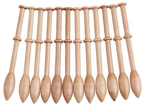 Tyenaza 12-teiliges Klöppel-Set aus Holz, antikes französisches Kunsthandwerk, gedrehtes Holzwebwerkzeug für Anfänger und professionelle Spitzenherstellung