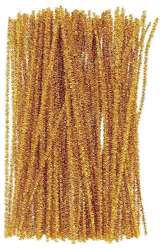 100st Weihnachtsweiße Pfeifenreiniger Christbaumschmuck Plüsch Weiße Pfeifenreiniger Zum Basteln Glitzernde Chenille-stiele Chenille- Pipeline Goldene Röhre Kind