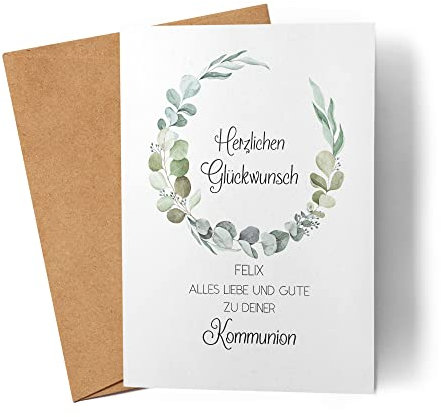 Kiddle-Design Karte Kommunion Junge Mädchen Kommunionskarte Personalisiert Geldgeschenk Sprüche Gratulation zur Erstkommunion Glückwunschkarte