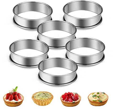 8cm Crumpet Ringe, 6Pcs Edelstahl Crumpet-Ringe Pfannkuchenform Runde Kuchenform für Pfannkuchen, Eier, Muffins