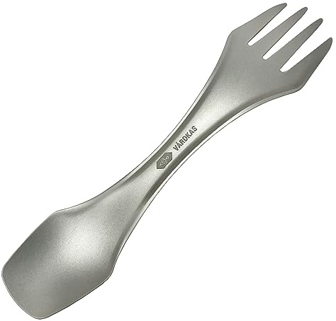 VÅRDKAS Titanium Spork Knife Fork Spoon Set Camping Cookware Lightweight Travel Cutlery - KFS Outdoor Backpacking Survival Pocket EDC Hiking Essentials - Bushcraft Portable Reusable Gear Equipment
