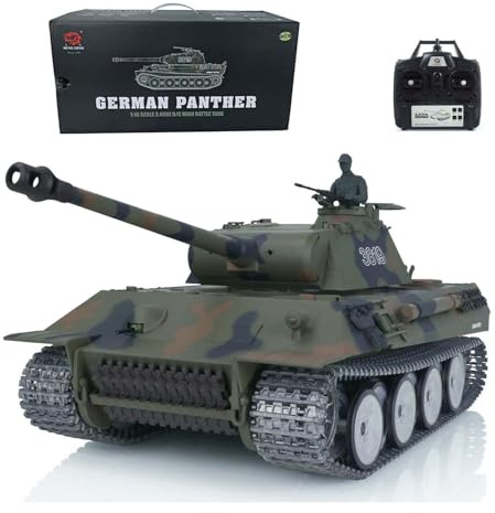 1/16 7.0 RC-Panzer Panther 3819, mit Metallketten 360° Turmdrehung | 1800-mAh-Akku, Infrarotkampf und BB-Schussfunktion, fertiges RTR-Modell für Lagerbestände Rauchgenerator