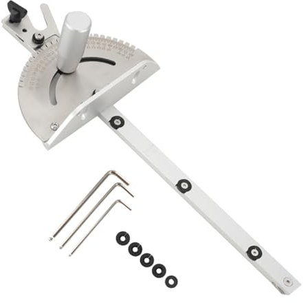 Lfhelper Präzisions-Holzbearbeitungswerkzeug Gehrungslehre 0-60 Grad Abgewinkelten Gehrungslehre mit Einstellbarem Flip Stop Miter Gauge Box Joint Jig Kit für Tischsäge, Sägezubehör Holzbearbeitung