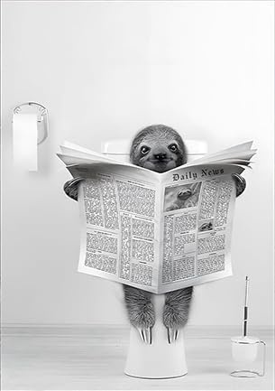 QPLGTU Images de décoration d'animaux pour salle de bain, Images de posters d'animaux intéressants pour décoration, Peintures sur toile de poster de vache pour salle de bain, Sans cadre (Style 6
