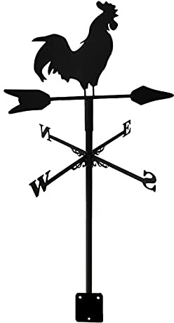 ZAANU Weather Vane Stainless Steel Weathervane Cast Iron Wind Vane With Roof Mount Wind Direction Indicator Roof Garden Metal Decorations Measuring Tool (Cock)