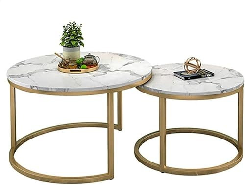 GArcan Beistelltisch/Beistelltisch, nordischer Satztisch, Set aus 2 Marmor-Couchtischen für Wohnzimmer, Schlafzimmer, Büro, Empfangsstudio