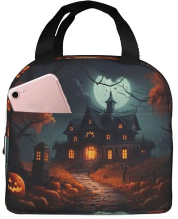 Bolsa de almuerzo con estampado de Halloween aterrador, lonchera portátil para hombres y mujeres, picnic, trabajo, viajes