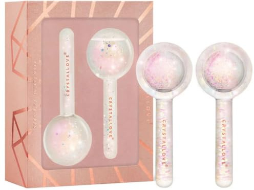 CRYSTALLOVE Cryolift Ice Globes - Glas-Massagekugeln für Gesicht & Körper, Borosilikatglas mit Kühlgel, Cryo Gesichtsmassage