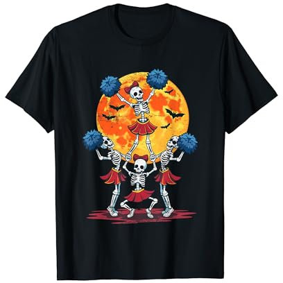 Cheerleading Skelett Halloween Lustiges Cheer Skelett Kostüm T-Shirt