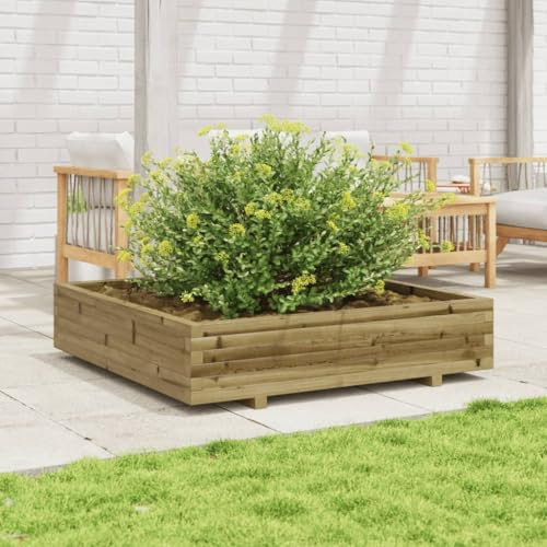 LAPOOH Pflanzkübel 110x110x26,5 cm Kiefernholz Imprägniert, Blumentopf Gross, Blumenkasten Balkon, übertopf, Pflanzkasten, Flowerpot, Kräuterbeet Für Die Küche, Vertikalbeet - 847327