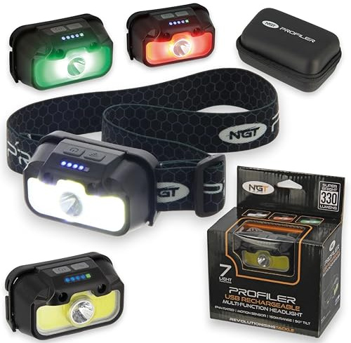 NGT Lampe frontale rechargeable avec capteur 330 lm Rouge/vert/blanc