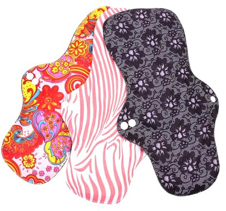 Healeved 3 Stück Waschbare Damenbinden Bambusstoff Saugfähig Auslaufsicher Mit Druckknopf Wiederverwendbare Menstruationspads Für Periodenslip Und Leichte Inkontinenz