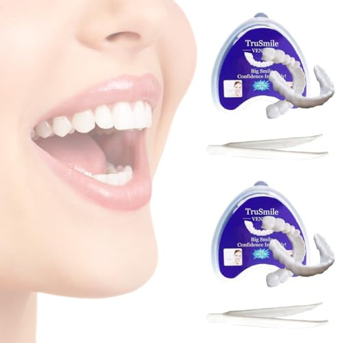 2 Pares Carillas Dentales Ajustables, Dientes Postizos Temporales,Dentaduras Superior e Inferior Instantáneas, con Mini Pinzas Para el Blanqueamiento de Dientes Con Cobertura Imperfecta
