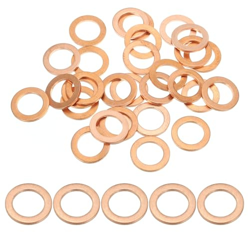 PATIKIL M12 Copper Washer Sealing Ring, 30 Pieces 12mm ID 18mm OD 1.5mm Thickness Metric Flat Sealing Gasket Crush Washer for Screws Bolt Sump Plugs Oil Drain