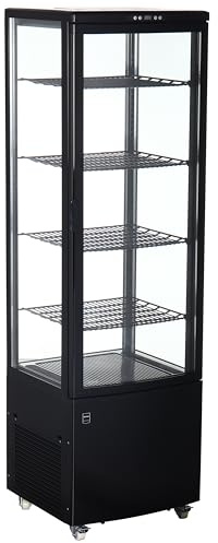 METRO Professional Kühlvitrine mit Glastür GGC3235B, 235 L, 4 verstellbare Einlegeböden, mit Rädern, LED-Beleuchtung, Schwarz