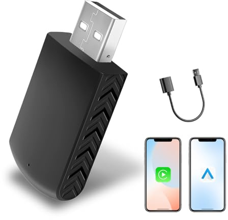 LEXXSON Adattatore CarPlay wireless, converte auto cablata in wireless, plug & play mini design 2 in 1, stabile e compatto con iOS 10+