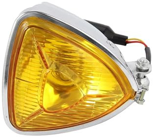 Moto Phare Projecteurs Phare Triangulaire Personnalisé pour Bobber Et Chopper, Lentille Jaune Clair H4 12V 55W/60W(4)