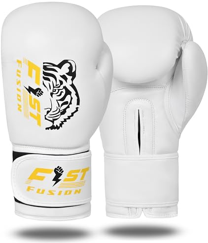Kids Boxing Gloves Training and Sparing Muay Thai Kickboxing Workout Youth Gloves MMA Junior Punching Bag Mitts 2oz 4oz 6oz (White, 6oz)