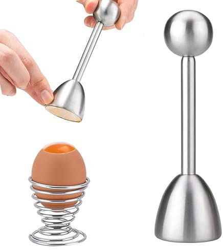 Set apriuova in acciaio inox, strumento apriuova, affettauova, foratore punzonatore raccoglitore punzonatore separatore di uova per separare i gusci d'uovo (argento)