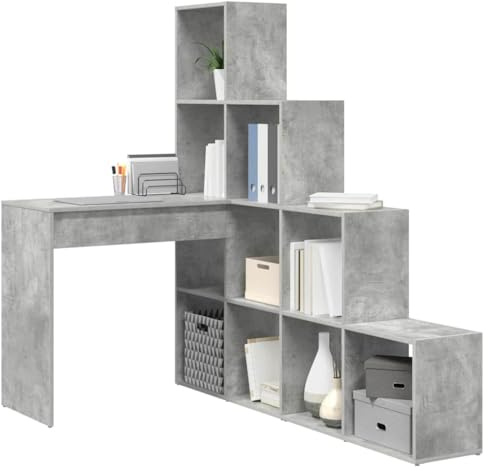 vidaXL Hoekbureau Beton Grijs 101,5 x 149,5 x 149,5 cm Bewerkt hout