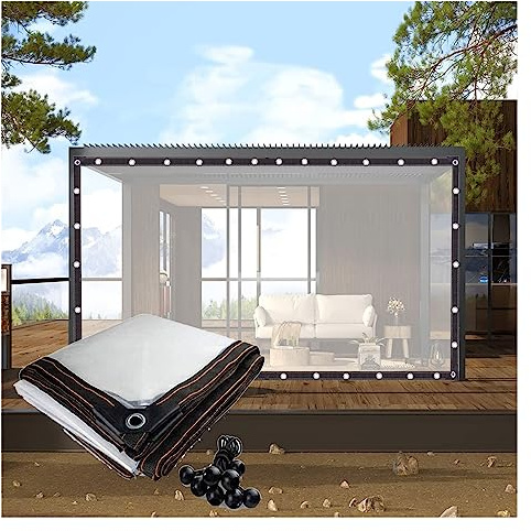 Paneles laterales impermeables transparentes para pérgola, cortinas de exterior, toldo de plástico con ojales para cenador, jardín, patio, tamaño 4 x 4,5 m