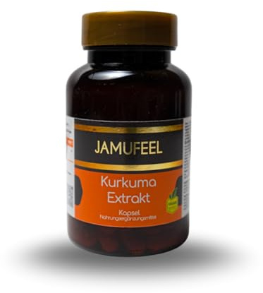 Jamufeel Hochdosierte Kurkuma-Extrakt Kapseln (60 Stück) – 95 % Curcumin-Extrakt, laborgeprüft, vegan, frei von Zusatzstoffen, antioxidativ & entzündungshemmend Unterstützung für Alltag