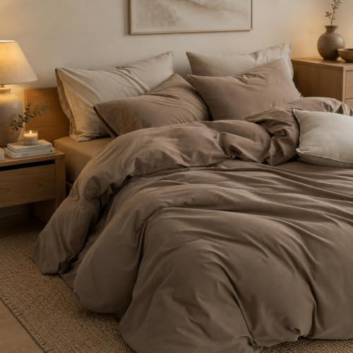Sedefen Bettwäsche 200x220 cm Baumwolle Braun,Oeko-TEX zertifizierte